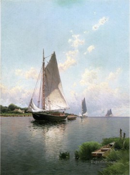  Thompson Pintura - Barco moderno Blue Point Long Island Alfred Thompson Bricher
